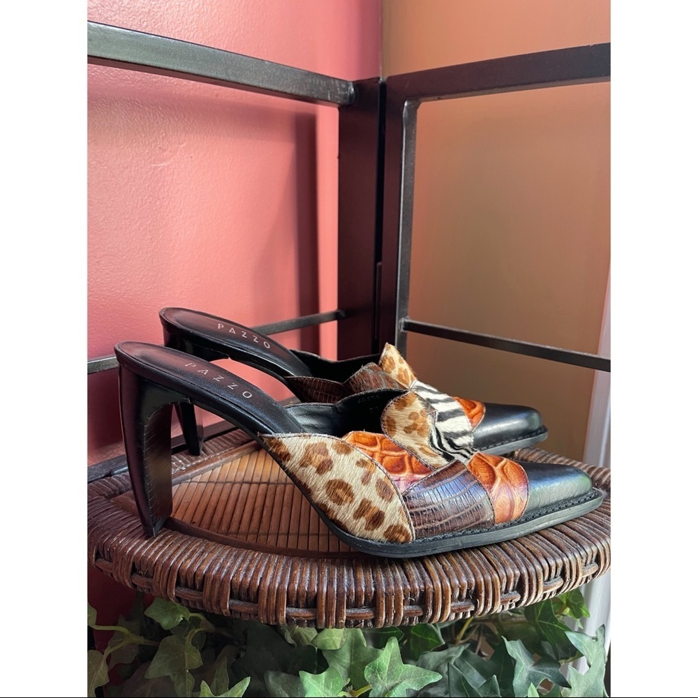 VINTAGE PAZZO calf hair safari heels sz 7 - Picture 6 of 11